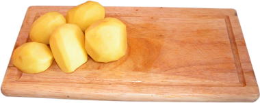 ziemniaki, pyry, kartofle, drewniana deska do krojenia